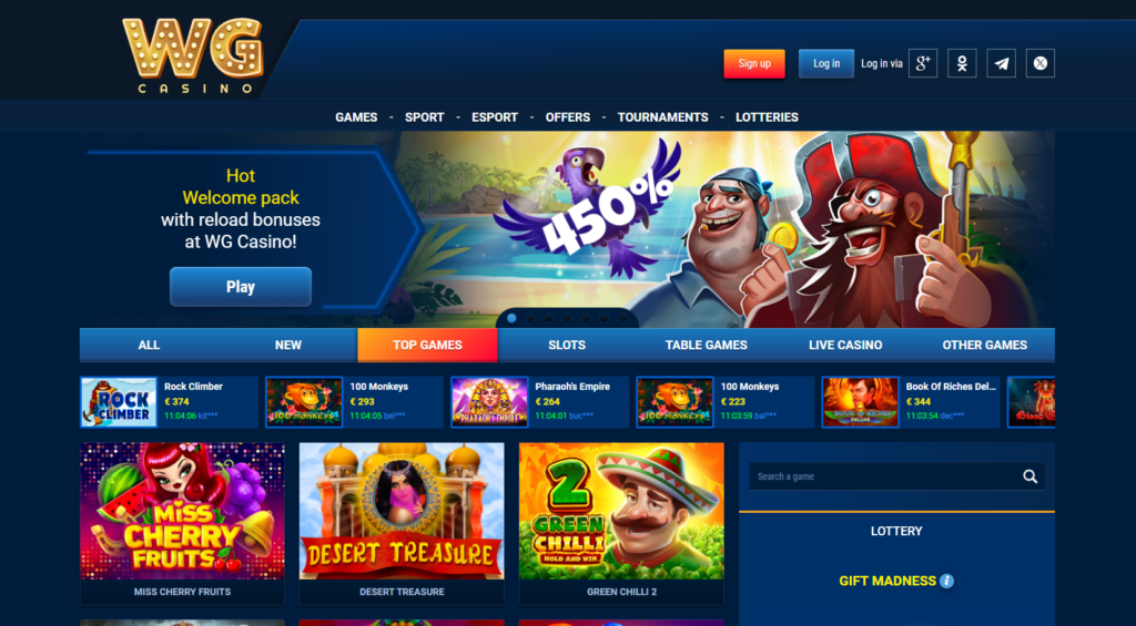 Официальный сайт WG Casino