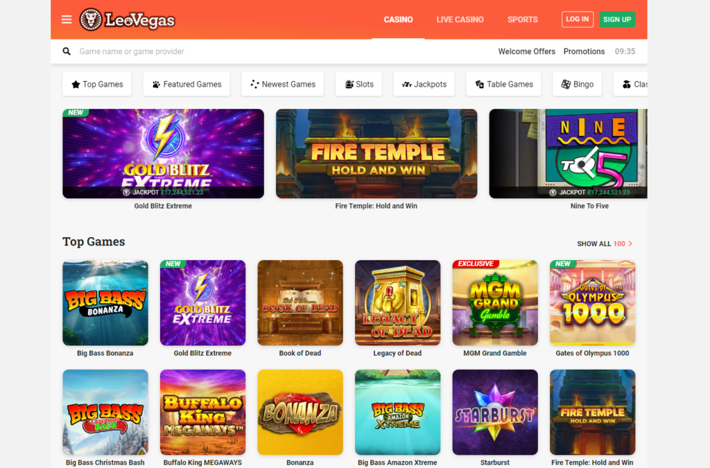 Официальный сайт LeoVegas casino
